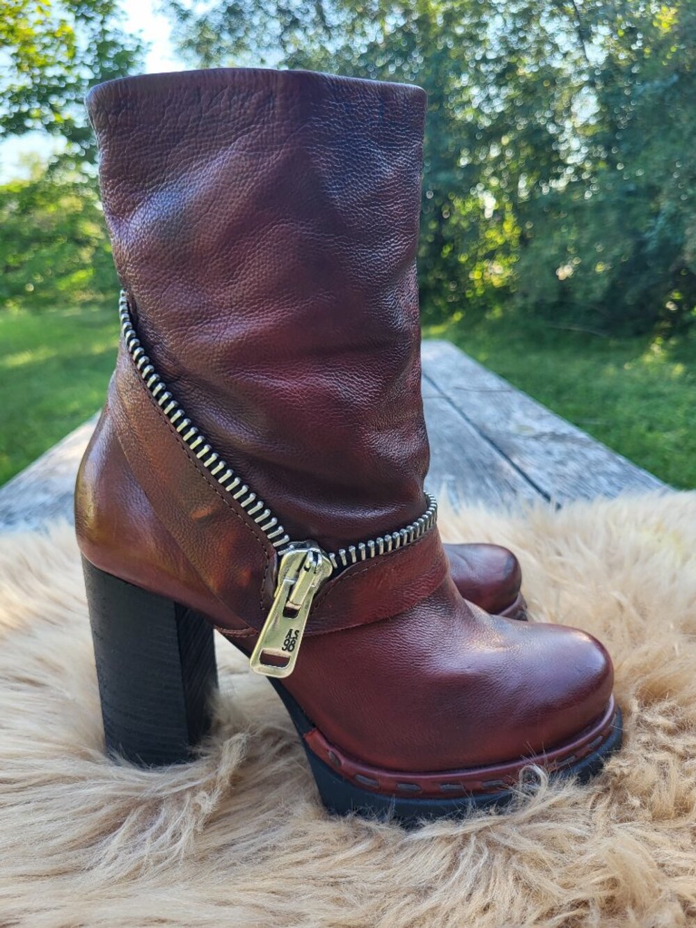 A.S.98 Made in Italy Leather Moto Boots | Size 38 | Distressed Brown - Picture 11 of 15